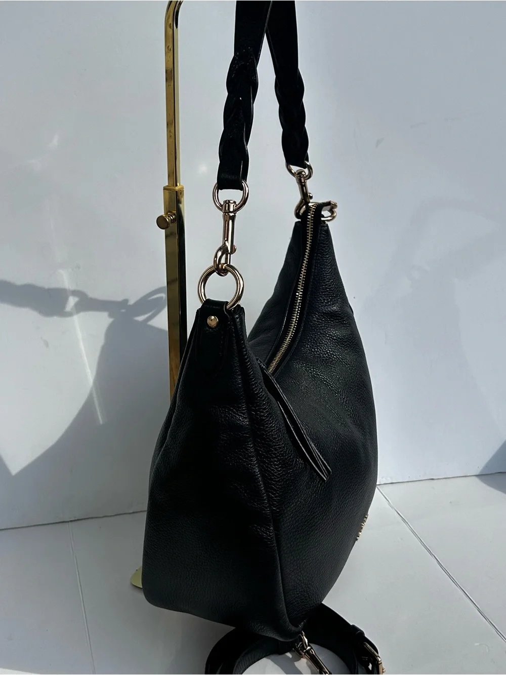 COACH C9190 Jules Hobo In Black Pebble Leather Classic Shoulder Bag Handbag